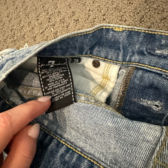 7 For All Mankind Distressed Blue Denim Shorts - Picture 3 of 3